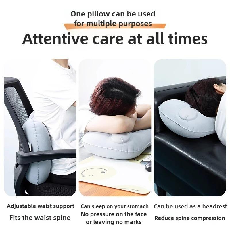 Portable Foldable Inflatable U-Shaped Neck Pillow Lightweight Travel Pillow for Car Airplane Neck Waist Support Cushion