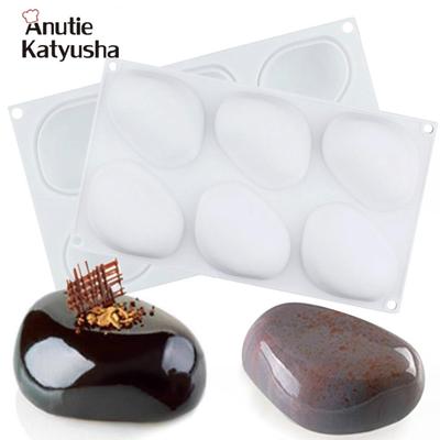 6 Löcher Steinform Silikon-Kuchenform Schokoladen-Mousse-Form DIY-Kuchendekorationswerkzeuge