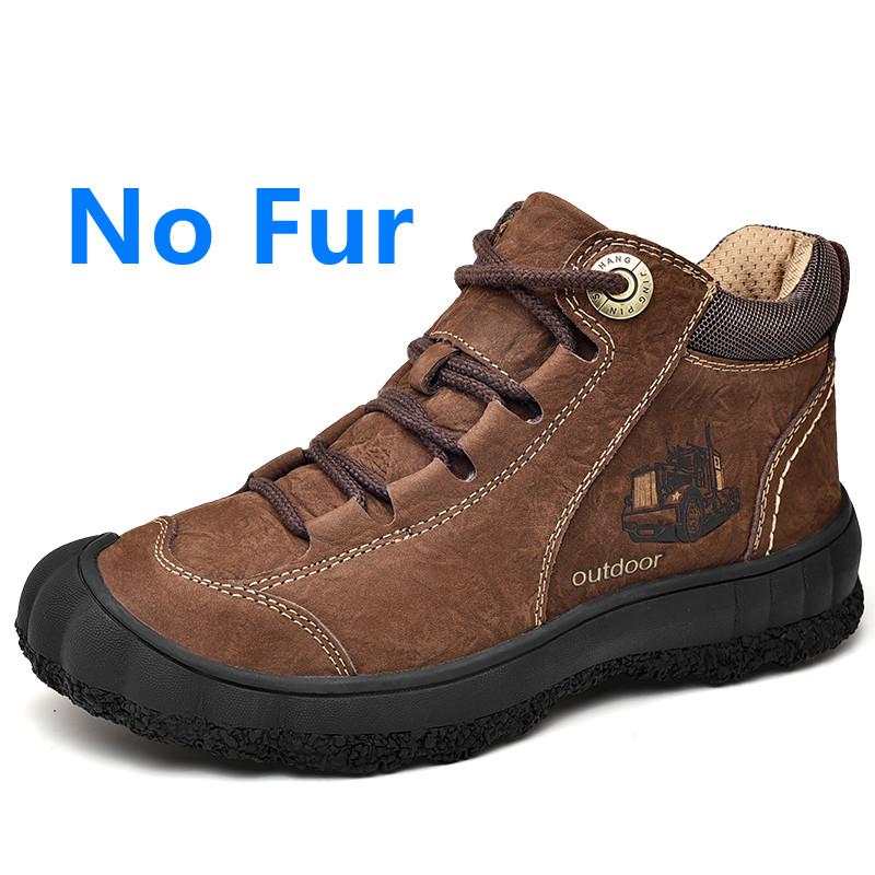 Winter Men Shoes Warm Plush Handmade Sewing Non-Slip Outdoor Men's Boots Fashion Men Ankle Hiking Shoes High Quality Sneakers