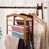 Premium Quality 5-layer Pants Hanger Wooden Flocking Tie Storage Rack Anti-slip Closet Organizer For Ties, Scarves & More