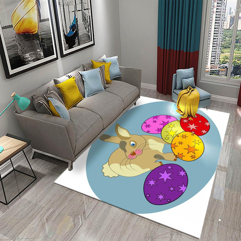 Cartoon Kaninchen Gedruckter Teppich Wohnzimmerteppiche Kinder Schlafzimmerteppich Kinderzimmer Matte Niedliches Tier Wohndekor Rutschfeste Fußmatte Teppich