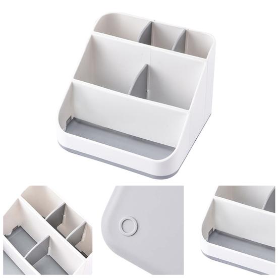 Bathroom Storage Box with 6 Compartments Large Capacity Non-Slip Design Toothbrush Toothpaste Holder Countertop Vanity Organizer