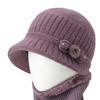 Warm Knitted Beanie Hat Women Seniors Winter Soft Rabbit Hair Cap With Wide Brim Adjustable Fit