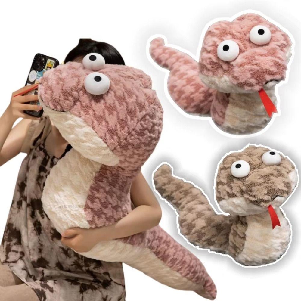 Fluffy Cartoon Stuffed Animal 45-70cm Snake Appease Doll Big Eyes Snake Plush Toys  Home Decor