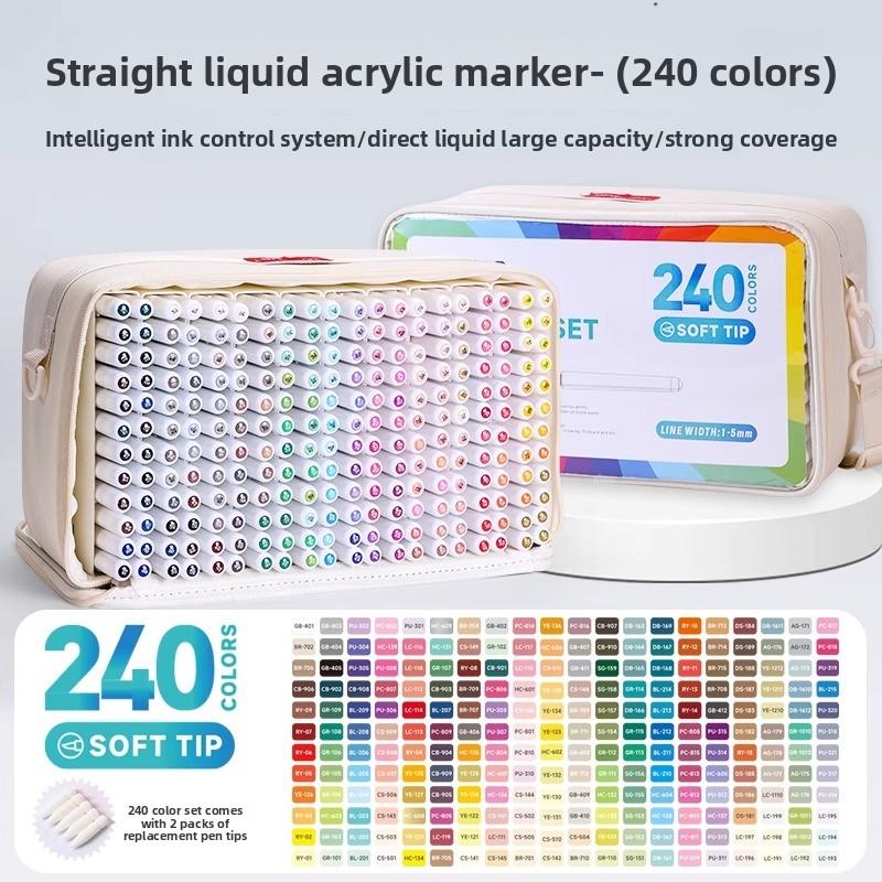 LANGUO 240/9 Colors Acrylic Color Markers Direct Liquid Paint Marker Pen DIY Drawing with Storage Box School Supplies Stationery