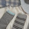 Haha! Hard To Refuse, Gray-Blue Socks, Sweet Ribbons, Bow Buttons, Stacked Socks.
