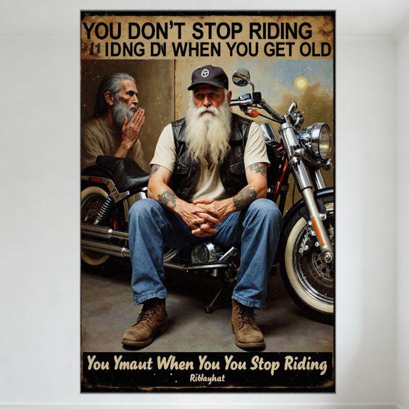 Не переставай кататься, когда стареешь Мотивационная металлическая жестяная табличка Винтажный мотоциклетный плакат для мужской берлоги Бара Домашний Декор Искусство Декор 20x30cm（7.8x11.8inch）