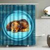 Adorable Dachshund Shower Curtain Blue Background With Red Furry Dog Design For Bathroom Decor Includes Hooks Custom Size Availa