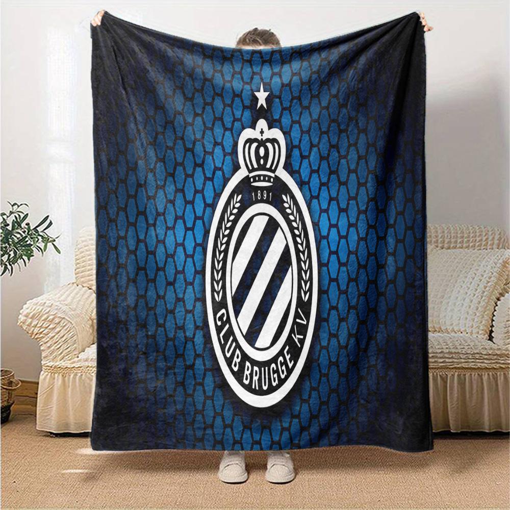 Coperta in Flanella con Stemma del Club Brugge Fc, Morbido Poliestere, Design Moderno, Per Tutte le Stagioni per Campeggio, Viaggi, Regali per le Feste o Compleanni