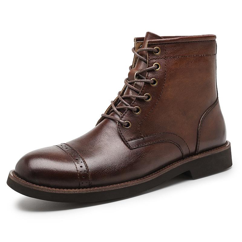 Men Boots 2025 American style Comfortable Fashion Leather Boots Lace up men's short boots motorcycle boots