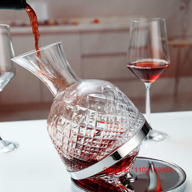 Decanter rotante in cristallo, bicchiere superiore creativo, distributore di vino rosso di alta qualità, brocca, barattolo, regalo, bar, festa, arredamento per la casa, vetreria artistica