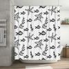 Ocean Life Black White Shower Curtain Bath Decor featuring Fish Starfish Design Polyester Fabric Easy Install Hook Rings Include