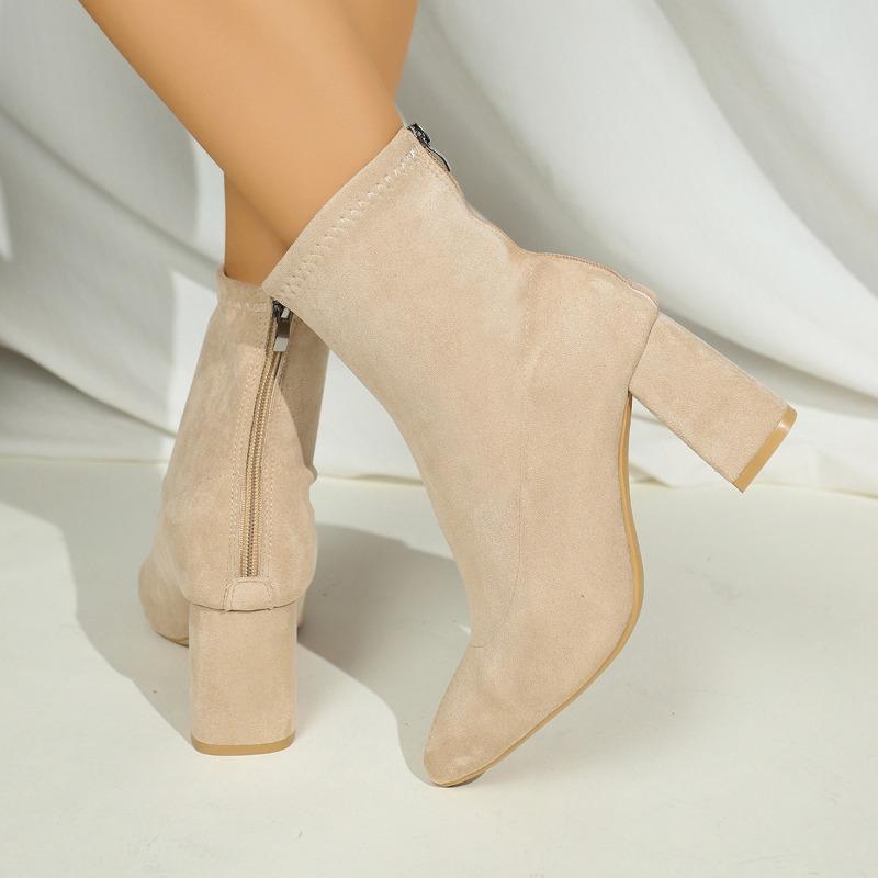 Fashion Fall/Winter 2025 New Women's Soft Leather French Suede Booties