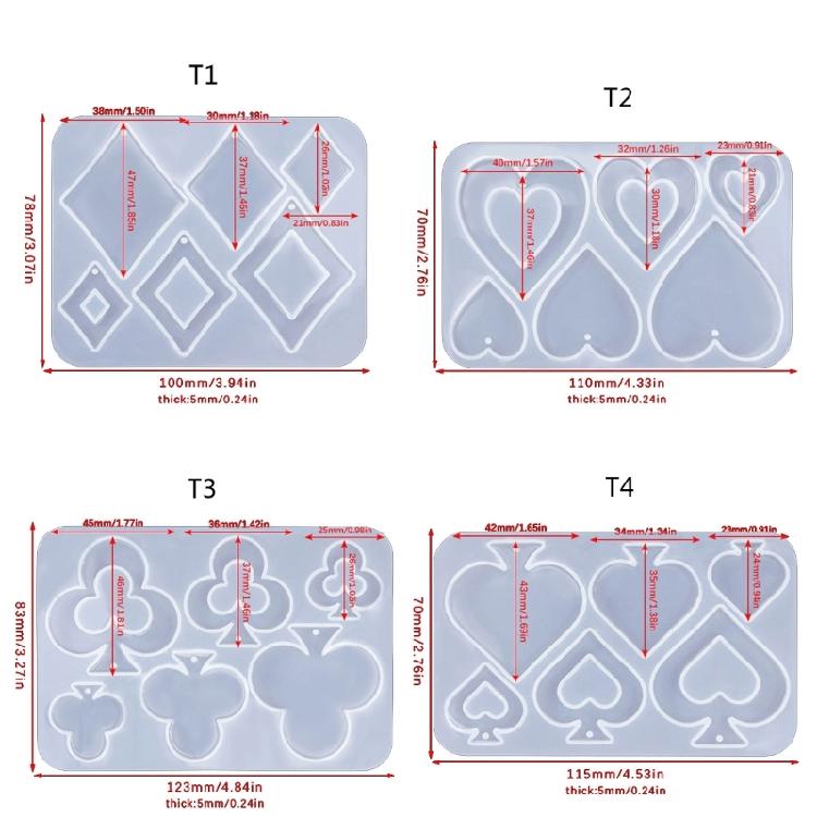 Playing Card Shaped Earring Pendant Mold DIY Keychain Backpack Neckalce Ornament Charm Epoxy Resin Silicone Mold