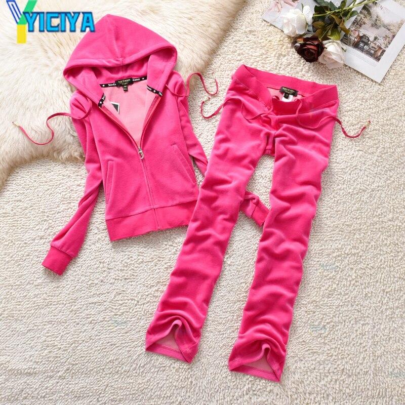 Cheap YICIYA Juicy Tracksuit Women Suit Female Twopiece Set Velour