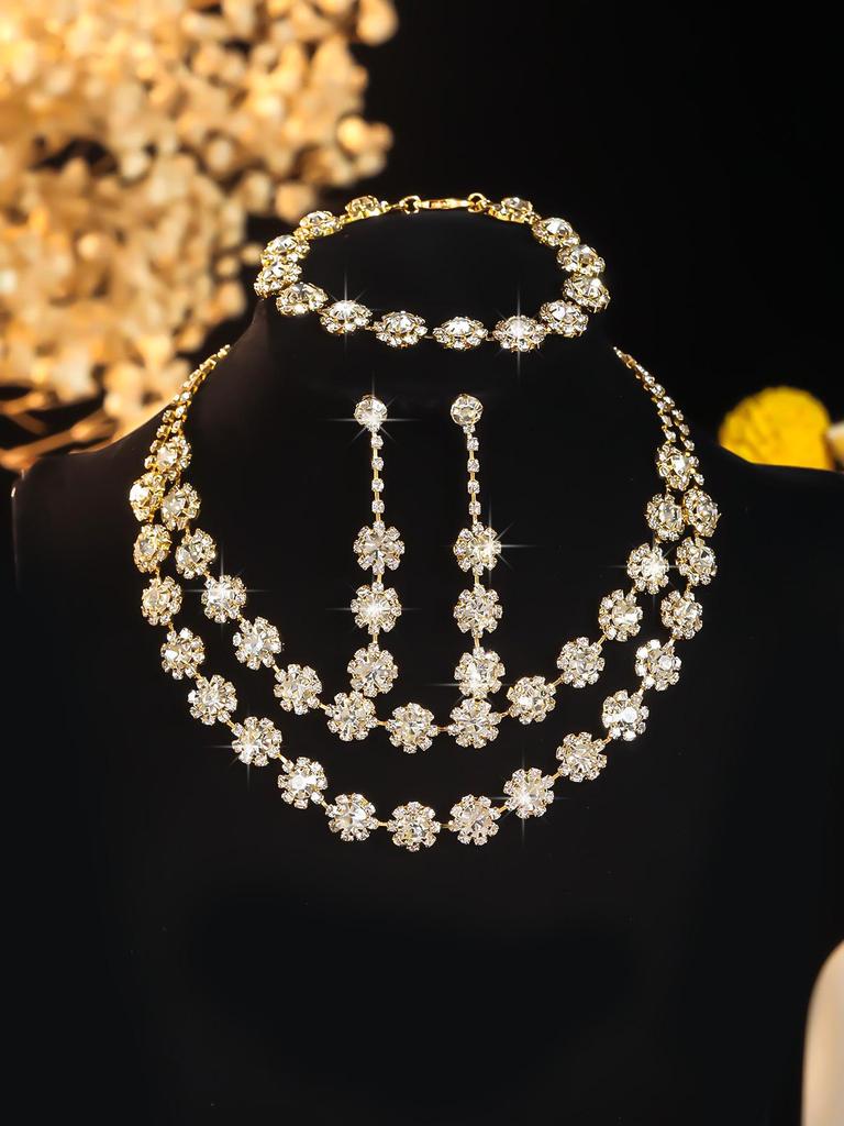 Elegant Bride Jewelry Set: European & American Necklace & Earrings for Evening Gowns