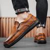 Plus Size Men's Casual Spring Leather Low-Top Shoes, Trendy Hand-Stitched and Breathable, Sizes 47-48