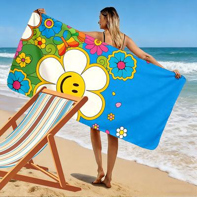 Bright Floral Smiley Towel A Must-have Beach Towel for Beach Travel