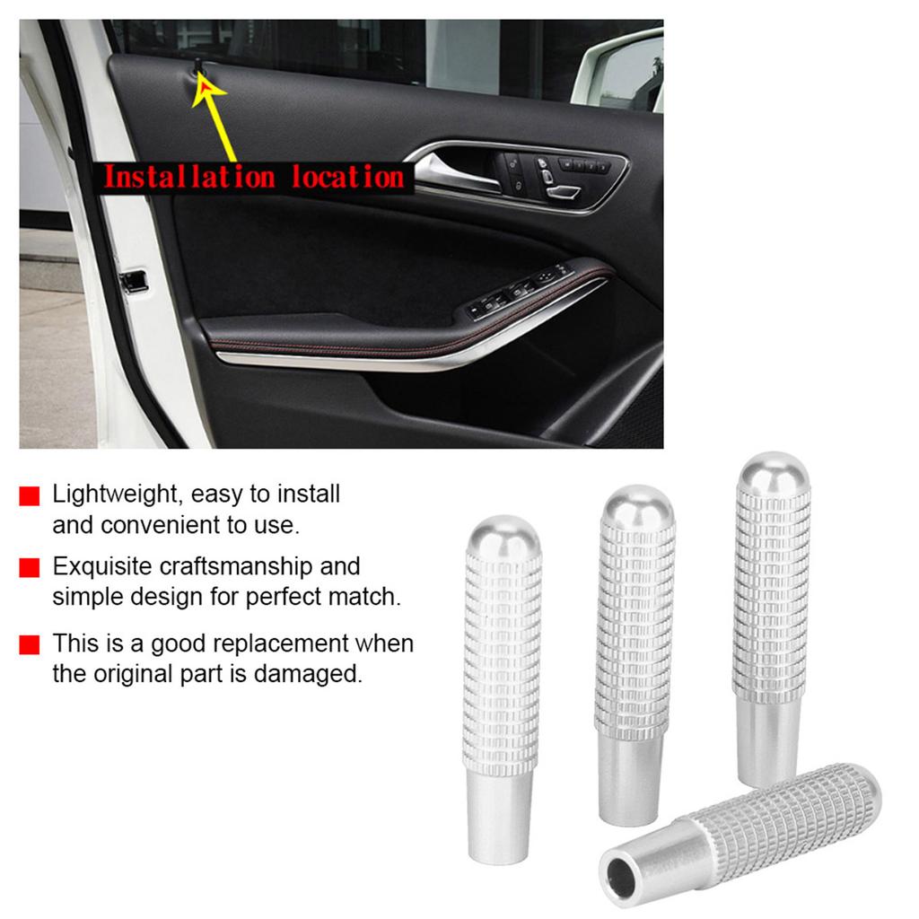4pcs 9.5mm Aluminium Alloy Car Interior Door Lock Pin Knob Cover Fit for Mercedes Benz (Silver)