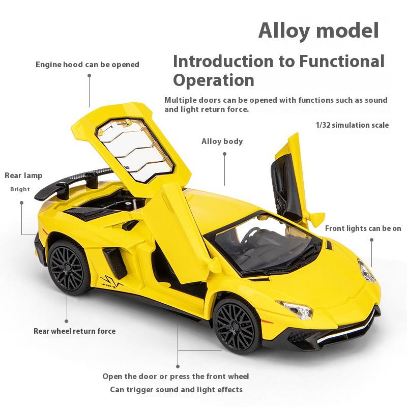 1/32 Lamborghini LP750 Alloy Sports Car Model, Simulated Interior Details, Cool Lighting and Sound Effects, Exquisite Desktop Ornaments