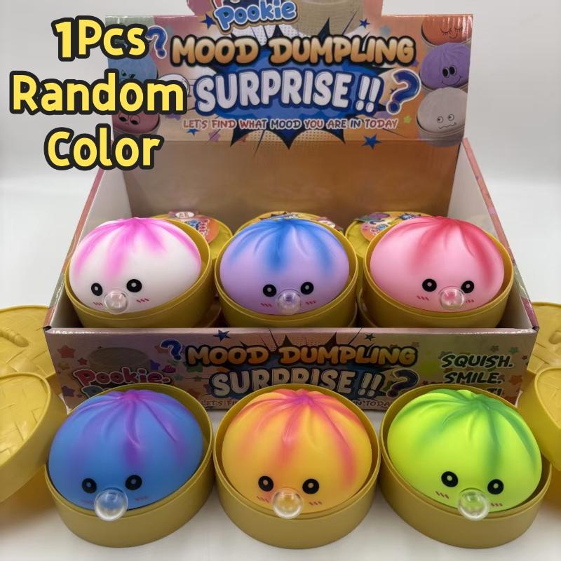 1Pcs Colorful Squeeze Bubble Bun Toy With Steamer, Stress Relief Squishy Emotion Bun, Funny Decompress Toy For Kids & Adults