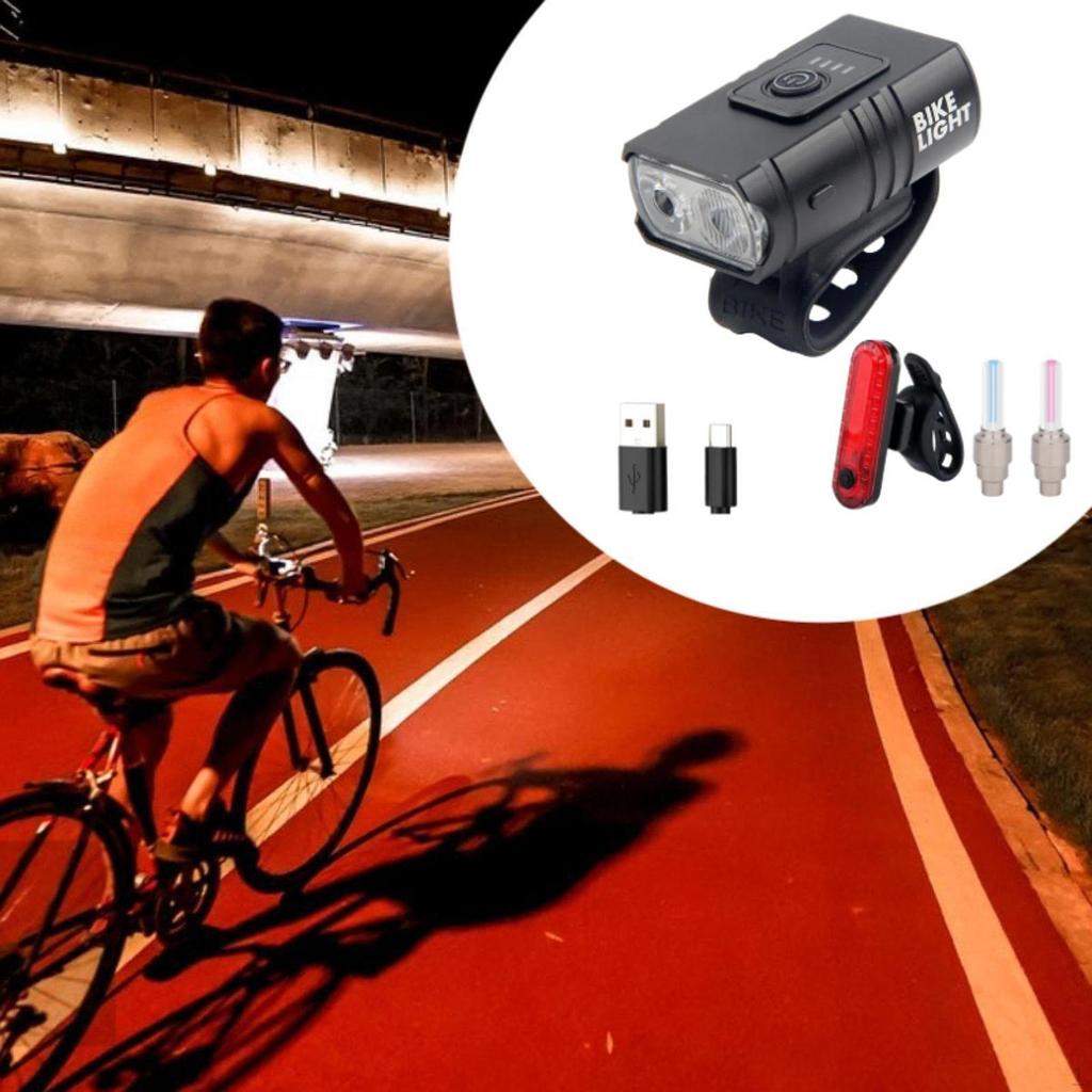 Bicycle Front and Back Rear Light 2 LED Bike Headlight Taillight Set Lights for Cycling
