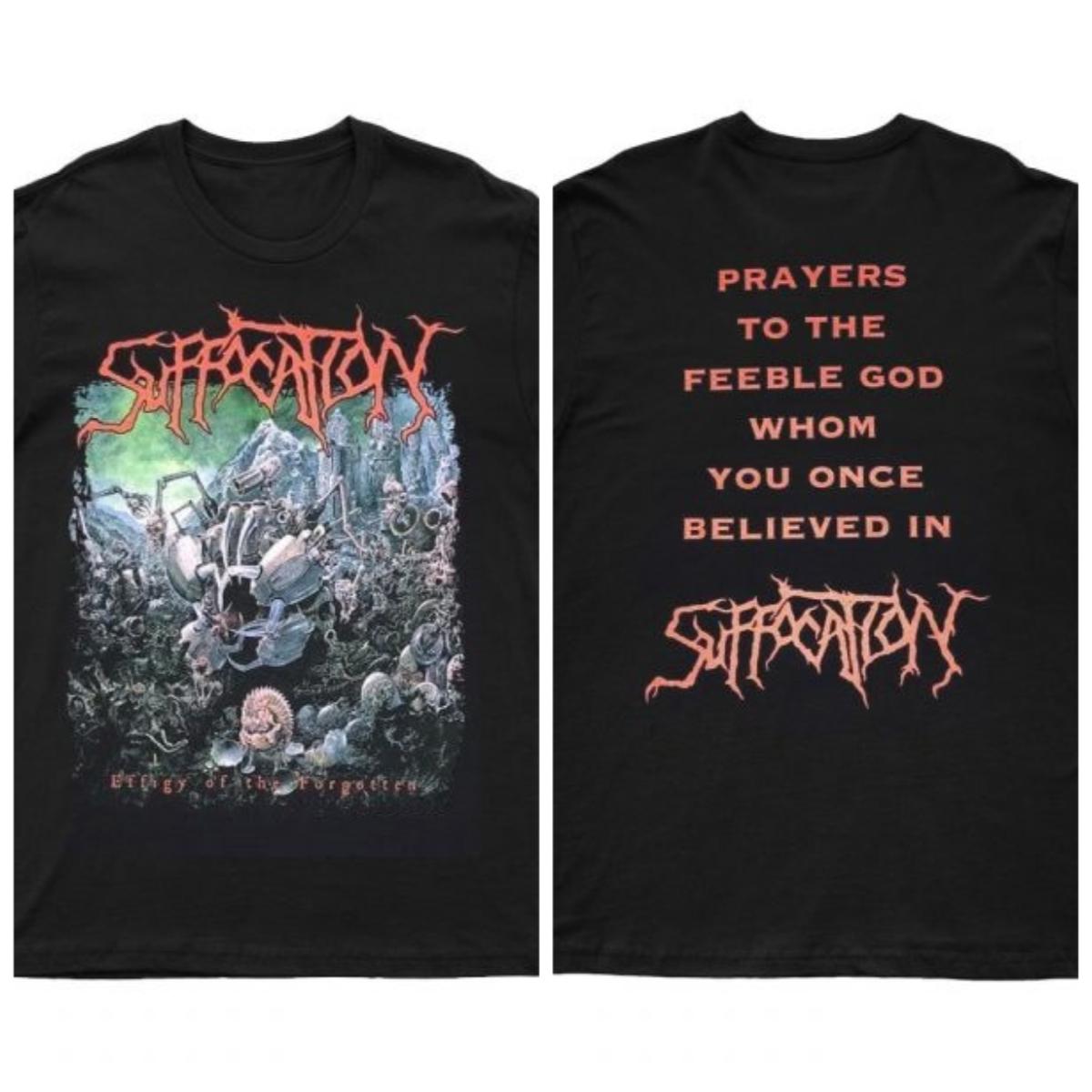 2025 New SUFFOCATI - Effigy of The Forgotten Printed Unisex Street Fashion Trend Short Sleeved Pure Cotton Round Neck S