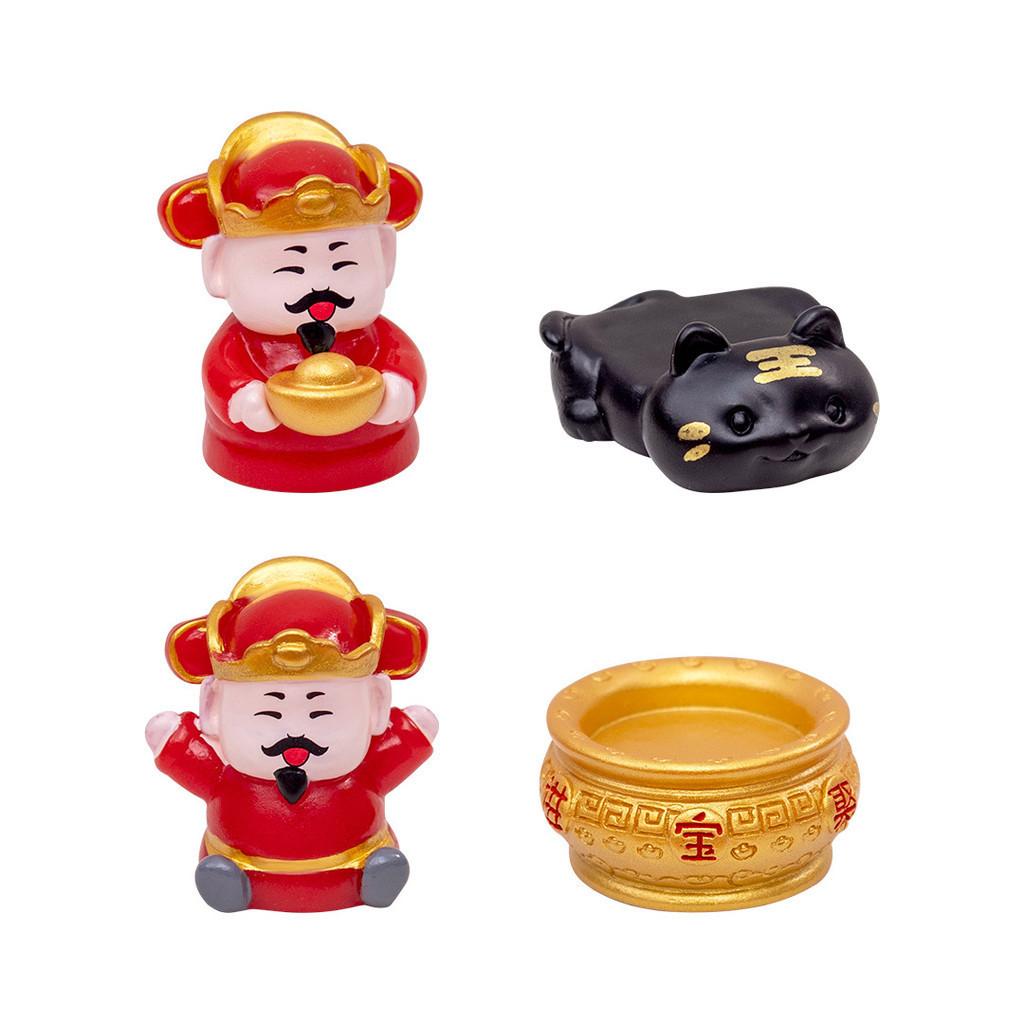 Festive Resin God Of Wealth Miniature Cute Diy Blind Box Decoration