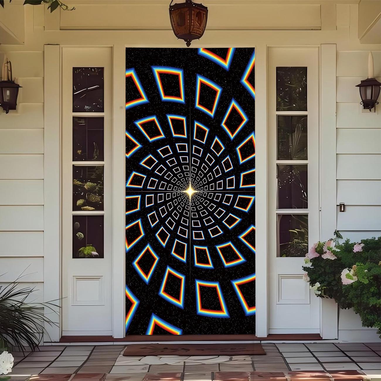 Starry Sky Four-Sided Stretch Carpet Fabric Door Cover - Easy Installation 90x210 cm