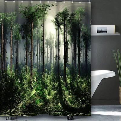 Natural Scenery Coconut Trees Bathroom Landscape Shower Curtain Waterproof With 12 Hooks Home Deco Free Ship