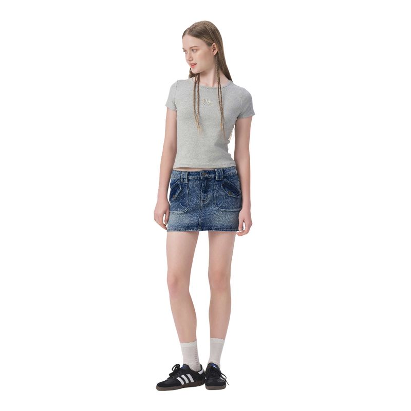 Yescci American vintage Cargo Denim Straight Skirt