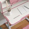 Height Adjustable Kids Study Table and Chair Set, with Drawer, Storage Shelf, 80 x 54.5 x 104 cm, Pink