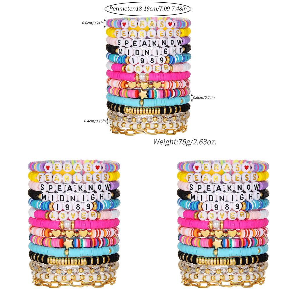 Böhmisches farbiges Tonperlenarmband mit Buchstabenanhängern für Strandreise Geschenk