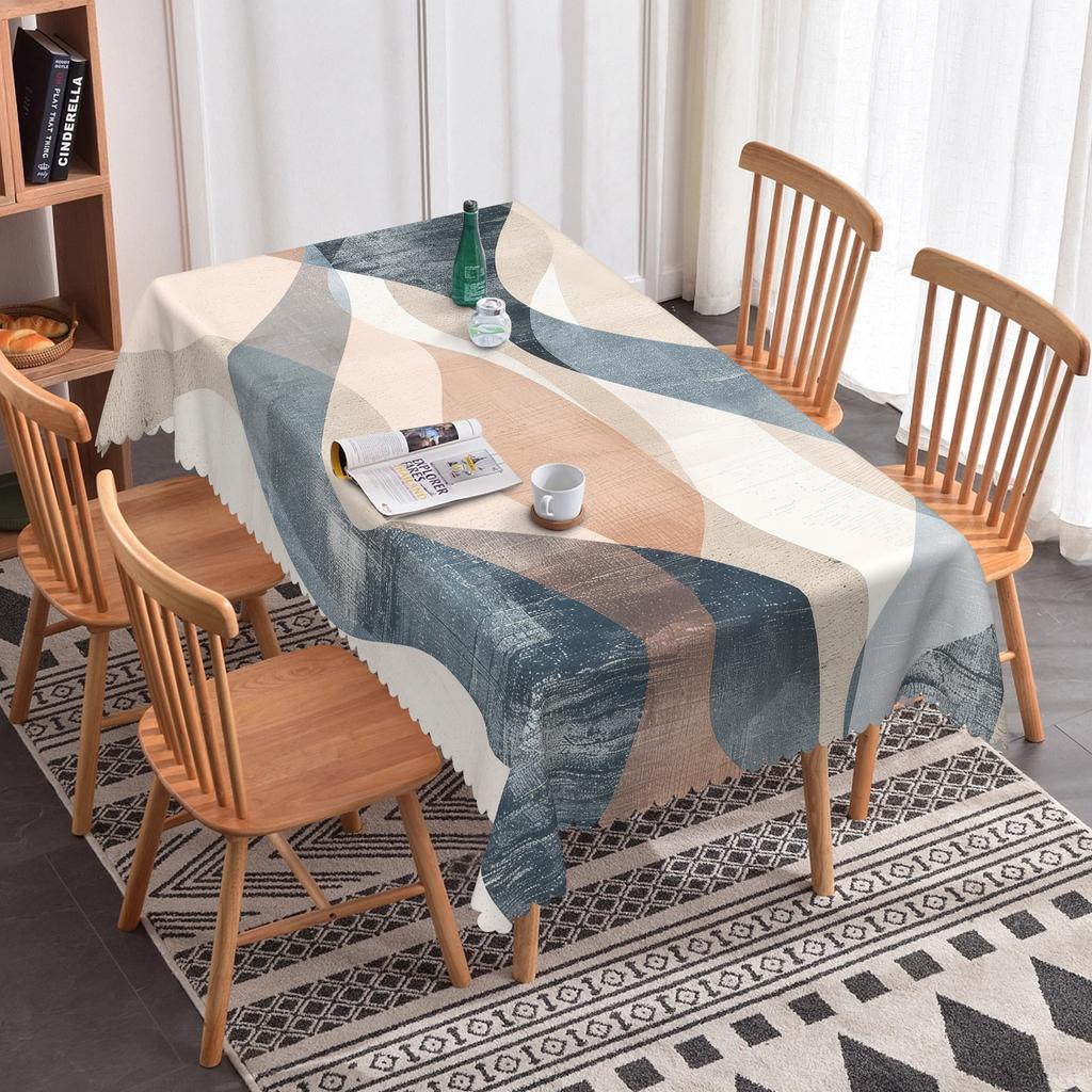 Nordic Style Simple Table Cloth Geometric Pattern Dining Room Waterproof Oilproof Rectangular Tablecloth Party Wedding Decor