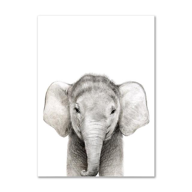 Koala, králík, veverka, slon, plátno, plakát pro dětský pokoj, nástěnný obrázek, tisk zvířat, plátno, malba, severský dětský pokoj