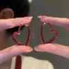 Niche Design Exquisite Red Heart Earrings - Versatile New Year & Christmas Studs for Women
