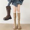 British casual brown retro heightening platform boots women's 2025 new summer thick heel thin high boots