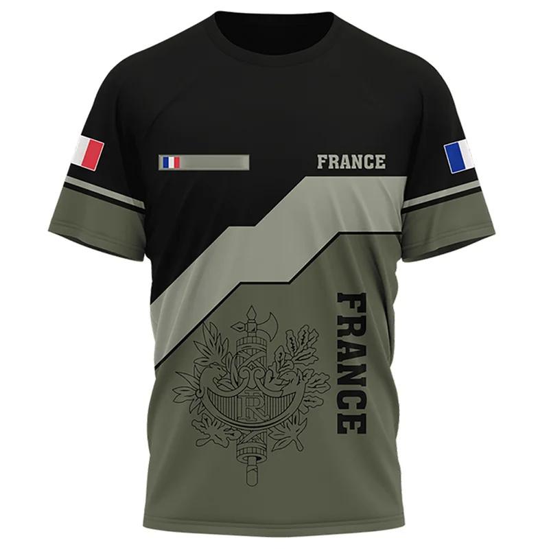 Funny French Flag Emblem Graphic T-shirt Men's Camouflage T-Shirts Summer Casual Loose Short Sleeves Men's and Women's Tees Top