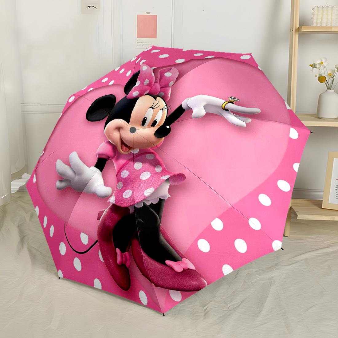 

Автоматична парасолька Minnie Mouse Floral Fantasy Міцний 8-реберний каркас Міцна конструкція Всесезонна парасолька для подорожей Парасолька з яскравим візерунком
