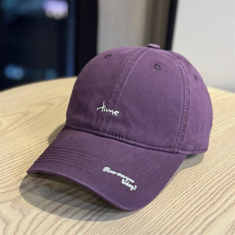 Hat trendy letter embroidered baseball cap for men and women Senli curved brim showing face small street sunscreen sunshade cap