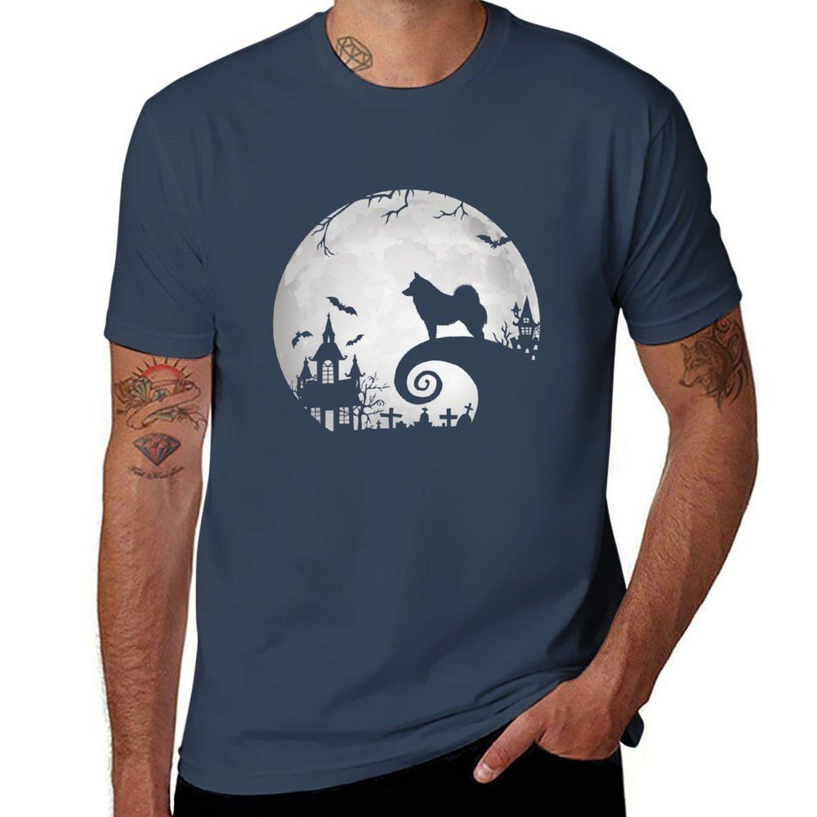 Шипперке Собака И Луна Хэллоуин Смешной Костюм Любитель Собак Шипперке Футболка мужские футболки хлопок Футболка S