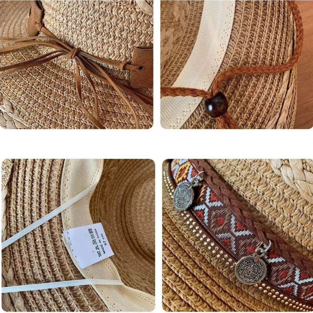 Woven Western Cowboy Hat Ethnic Style Panama Cap Fashion Summer Hat Fishing