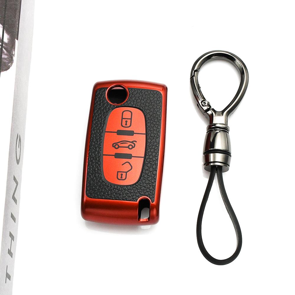Auto Shell Holder For Peugeot 308 406 107 206 207 307 For Citroen C2 C3 C4 C5 C6 C8 Xsara Picasso Tpu Leather Car Key Case Cover