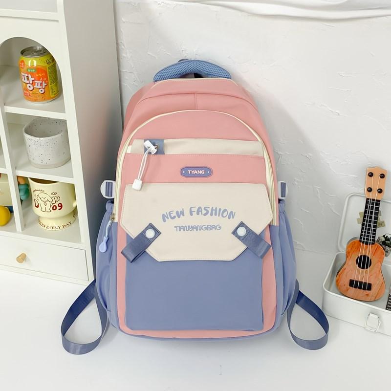 School bag school bag girl junior high school students new large-capacity girl backpack bag big school students contrasting colors popular backpack