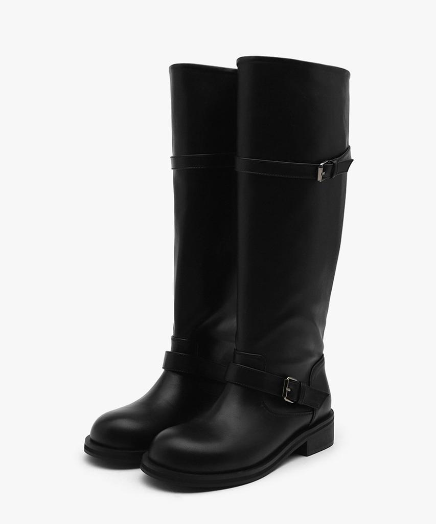 Sappun Demerin Buckle Strap Long Boots (3.5Cm)