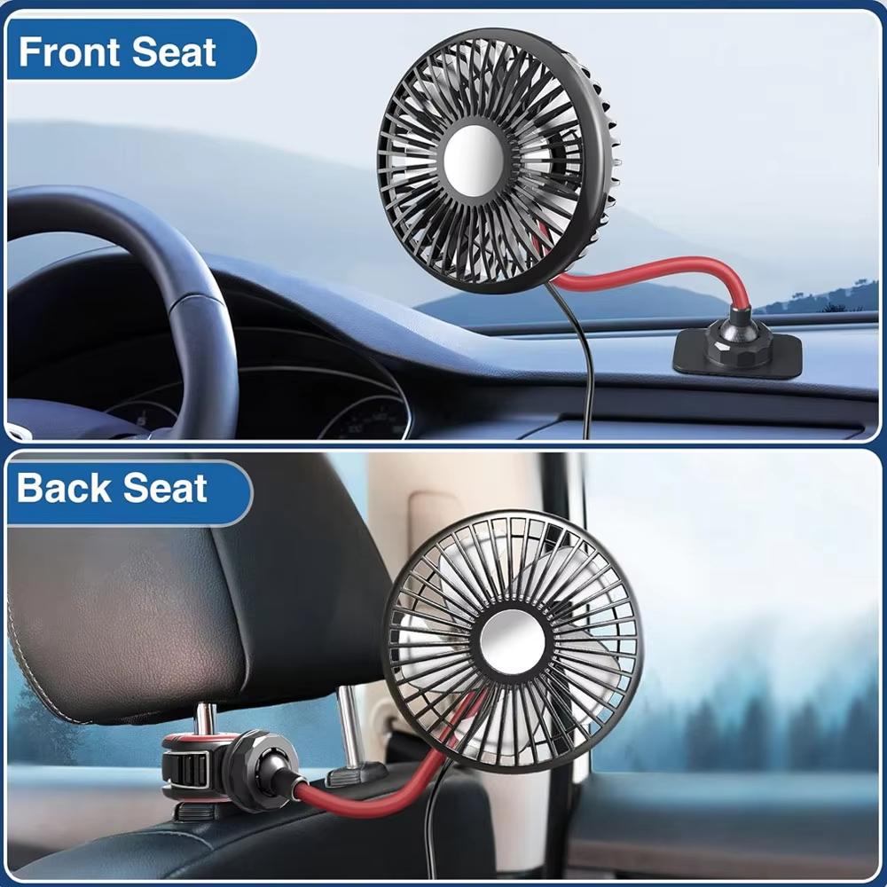Summer Multidirection Car Back Seat Fan 3-speed Wind Adjustment USB Auto Cooling Fans 5 Fan Blades for Summer Car Accessories