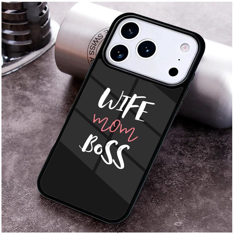 Wife Mom Boss Quotes Phone Case For iPhone 17,16e,15,14,13,12,11,Mini,Pro,MAX soft Silicone Cover