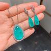 Jewelry Simulation Paraiba, Para Green, Big Water Drop Jewelry Set Stud Earrings 10 * 20 Pendant 15 * 25