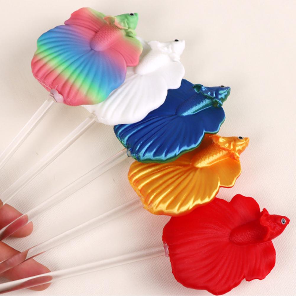 1Pc Long Pole Teasing Fish Stick Colorful Fish Shaped Betta Training Wand Resin Simulation Betta Stick Fish Tanks Accessories