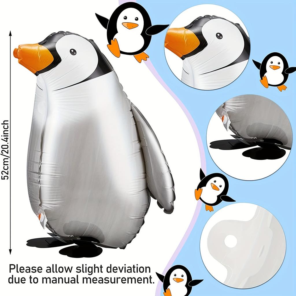 Cute Walking Standing Penguin Aluminum Balloon Traction Walking Balloon Ribbon For Kids Pet Theme Birthday Party Decoration
